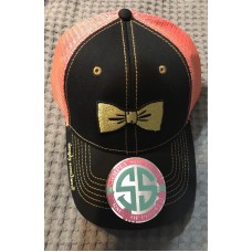 Simply Southern Tees Coral Pink Black Bow THat Baseball Cap NWT  eb-64644366
